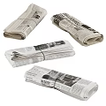 Various Piles Of Stacked Newspapers With Folded Pages And Headline Prints
