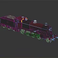 Vintage Black Red Steam Train Model With Coal On Top Shiny Wheels Dark Reflective Background