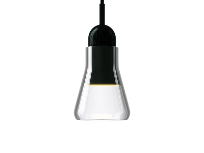 Modern Pendant Light Design With Transparent Glass Shade And Black Metal Frame 3d model