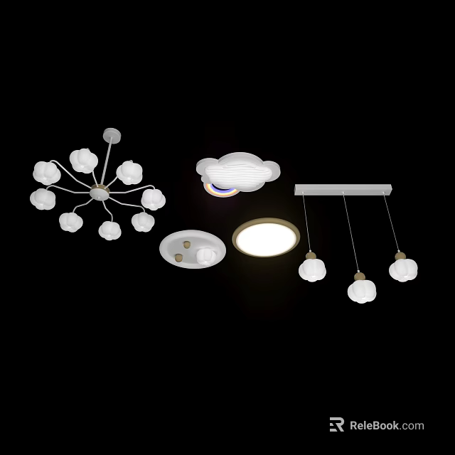 Modern White Ceiling Lights With Various Creative Designs For Home Interior Decor 3d model 