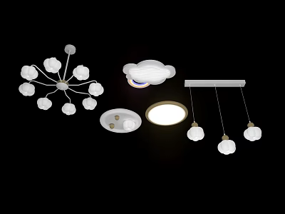 Modern White Ceiling Lights With Various Creative Designs For Home Interior Decor 3d model