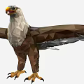 Low Poly Eagle Standing With Spread Wings And Brown White Feathers
