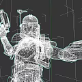 Clone Trooper Game Movie Character With Blue White Armor Blaster Pistol And Antenna Helmet