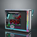 Gaming PC Case Featuring Transparent Side Panel RGB Fans Internal Components And Colorful Design 3d model