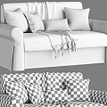 Modern Light Gray Sectional Sofa with Various Patterned Pillows and Striped Tassel Throw Blanket 3d model
