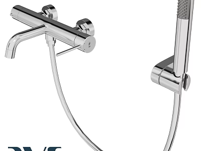 Modern Chrome Bathroom Faucet With Handheld Shower And Flexible Hose 3d model