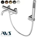 Modern Chrome Bathroom Faucet With Handheld Shower And Flexible Hose