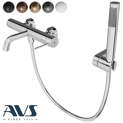 Modern Chrome Bathroom Faucet With Handheld Shower And Flexible Hose 3d model