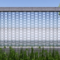 Modern landscape wall Enclosing glass wall Straight courtyard landscape wall Glass brick landscape wall 3d model