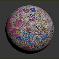 Colorful Sphere With Vibrant Pink Blue Yellow Spots And Artistic Texture
