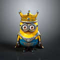 Cute Minion Character Wearing Golden Crown And Blue Armor With Cape