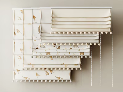 Stylish Roman Blinds With Various Patterns And Trims 3d model