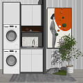 Modern washing machine cabinet washing machine 3d model