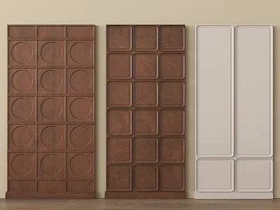 Various Designed Wall Panels In Brown And White With Circular Square And Rectangular Patterns 3d model