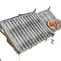Chinese Style Ceiling With Traditional Tile Roof And Decorations