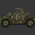 Military Armored Vehicle With Camouflage Paint Cross Symbol Mounted Gun And Off Road Wheels