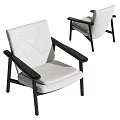 Modern Leisure Chair With Light Upholstered Seat And Black Wooden Armrests