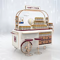 HONEY CITRON Mobile Functional Cart with Display Shelves Holding Bottled Products and Stools