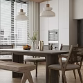 Modern Open Living and Dining Room with Wooden Elements Sofa and Plants