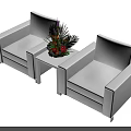 White Leisure Sofa Set with Two Sofas Small Coffee Table Featuring Flowers Green Plants 3d model