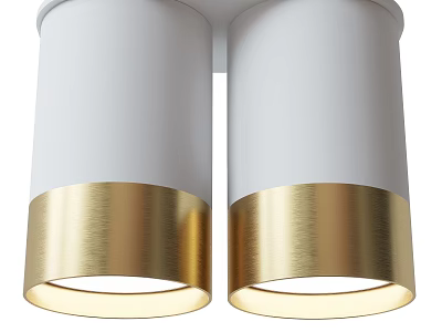 Modern LED Downlights With White Body And Gold Accent Rings Illuminated Design 3d model