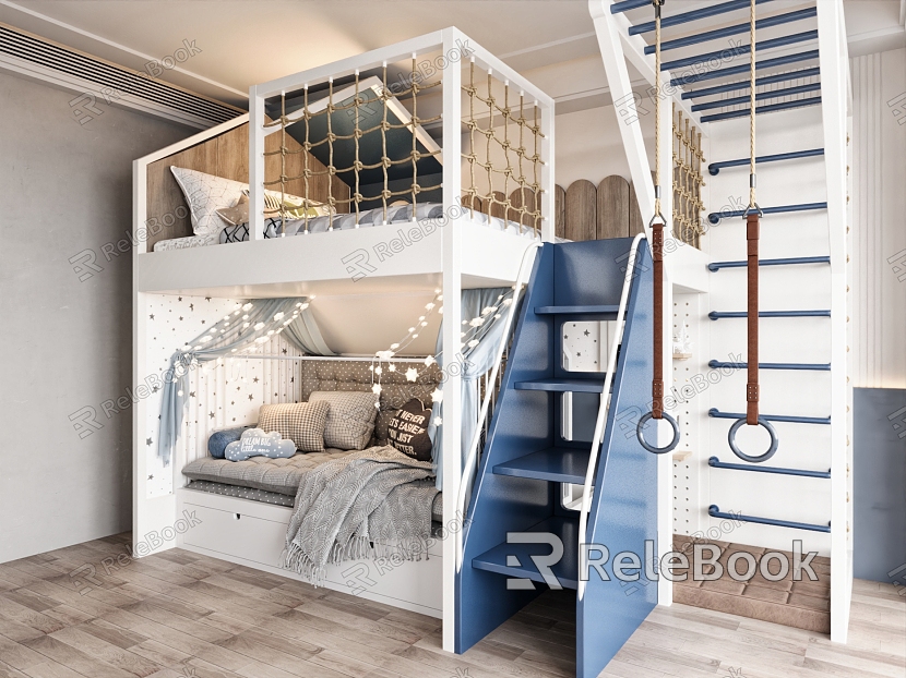 Modern children's bunk bed bunk bed high and low bed boy two layer bed children's room bedroom model