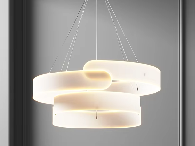 Modern Sleek Chandelier With White Circular Rings And Illuminated Design For Interior Spaces 3d model