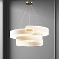Modern Sleek Chandelier With White Circular Rings And Illuminated Design For Interior Spaces