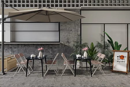 Outdoor tables and chairs 3d model