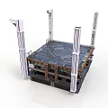 Industrial Construction Structural Components With Metal Columns Beams And Platform Framework