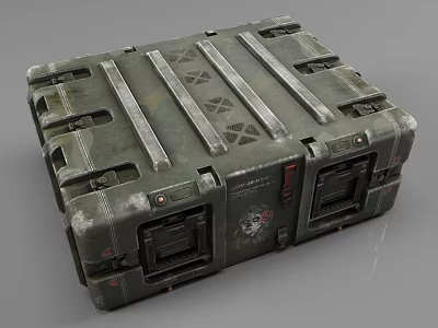 Military Style Heavy Duty Storage Case With Metal Reinforced Straps And Lockable Latches 3d model