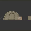 Fabric Covered Arc Structure With Entrance Door And Storage Box 3d model