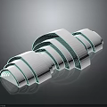 Modern Spiral Furniture Piece With White And Light Green Striped Curved Design