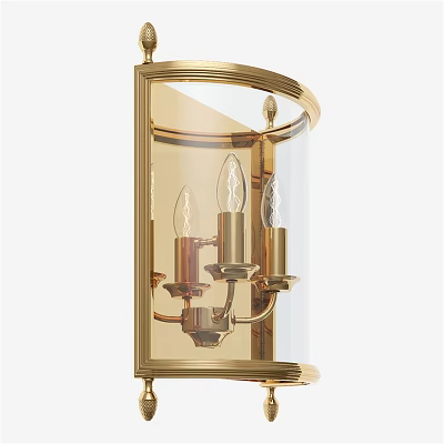 Elegant Golden Wall Sconce With Glass Shade And Three Bulbs Design 3d model