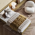 Modern Kids Room Interior With Bed Wall Decor And Chair