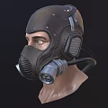 Steampunk Leather Gas Mask With Round Viewport Metal Breathing Tube And Ear Cups