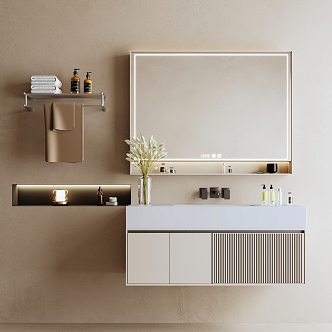 Bathroom cabinet bathroom mirror wash table 3d model