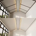 Modern Ceiling Design With Wooden Frames Recessed Lighting And Clean Lines 3d model