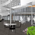 Modern Sales Office Building With Green Roof Large Glass Windows And Landscaped Central Plaza