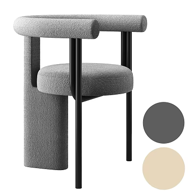 Modern Gray Accent Chair With Black Metal Legs Featuring Dark Gray Beige Options 3d model