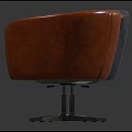 Modern Black and Brown Leather Accent Chair with Metal Star Base