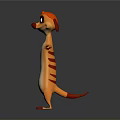 Playful Cartoon Meerkat With Orange And White Body Red Eyes Standing With Arms Outstretched