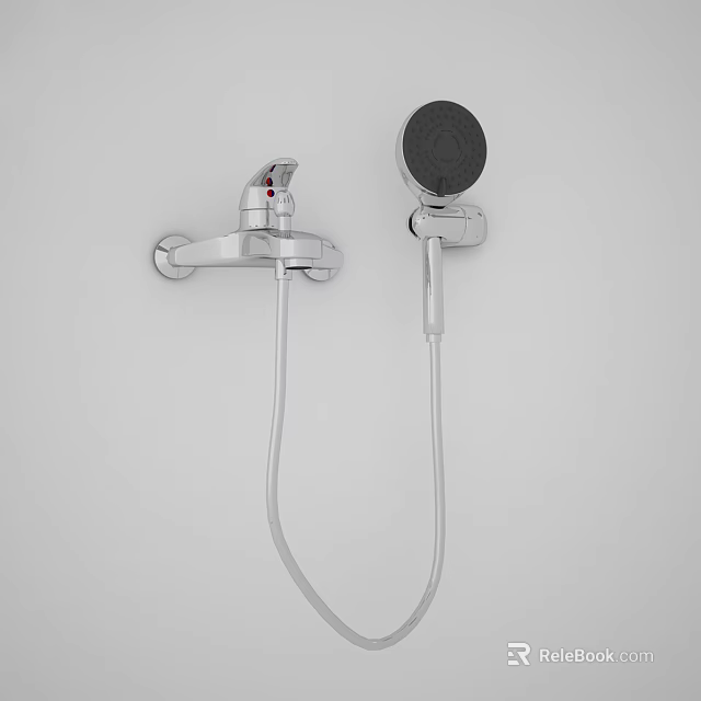 Modern Wall Mounted Shower Fixture With Handheld Head And Stainless Steel Design 3d model 