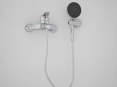 Modern Wall Mounted Shower Fixture With Handheld Head And Stainless Steel Design 3d model