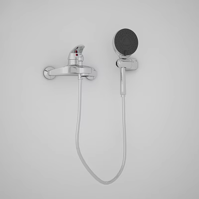 Modern Wall Mounted Shower Fixture With Handheld Head And Stainless Steel Design 3d model