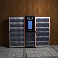 Smart Bookcase With Digital Screen Multiple Shelves Wooden Background And Tile Floor