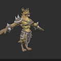 3D Animal Character With Spiked Armor Yellow Eyes And Sharp Teeth