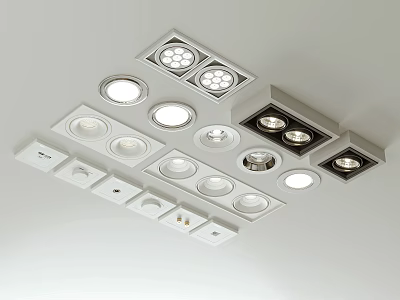 Downlights and Spotlights on Ceiling with Various Designs and Installation Styles 3d model