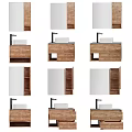 Modern Bathroom Vanity Design With Wooden Gray Cabinet Mirror Faucet And Storage Shelves