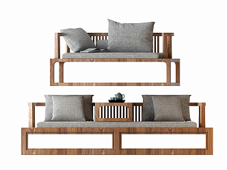 New Chinese-style Rohan Bed Double Sofa 3d model